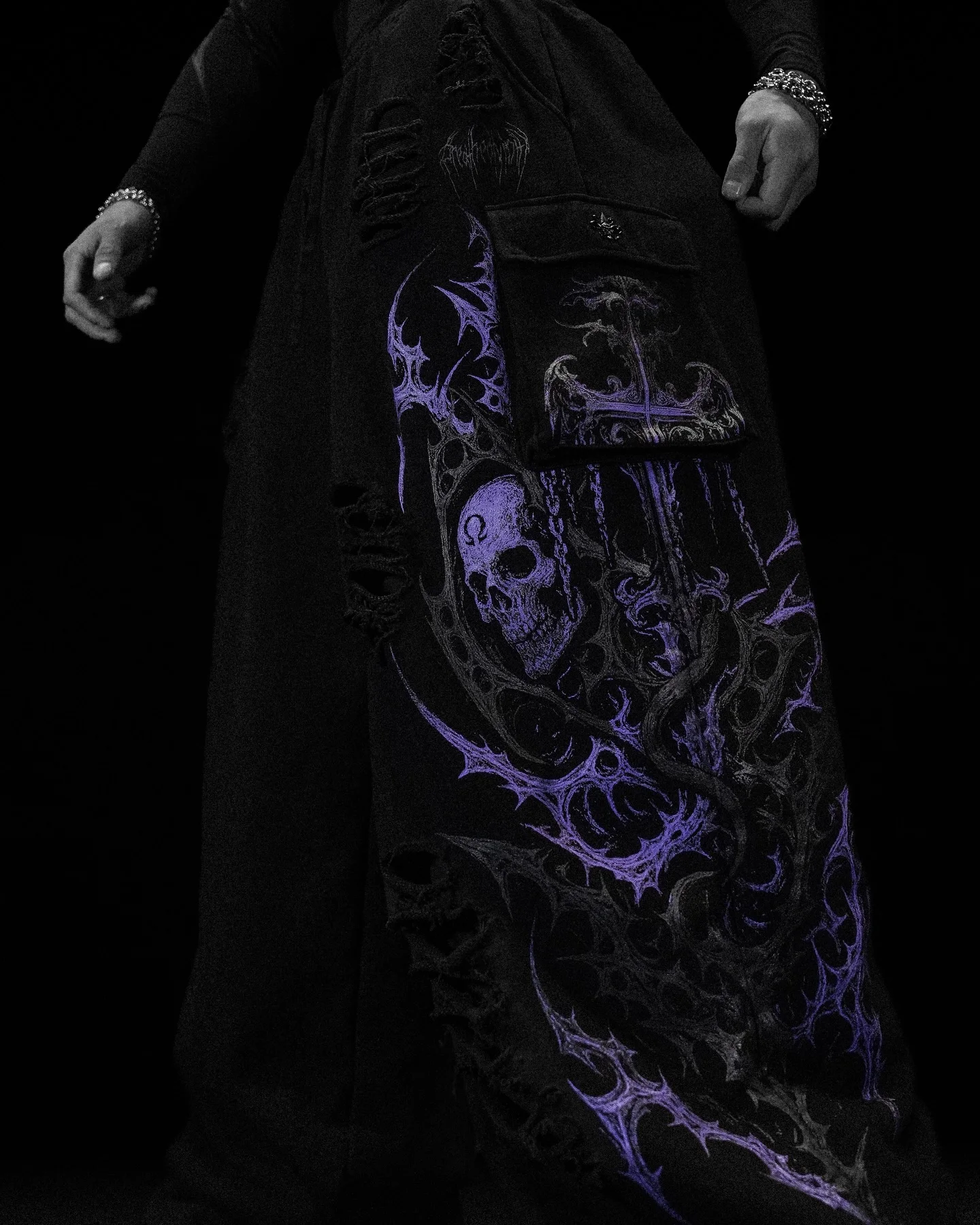 Y2K Gothic Geperforeerde Modieuze Wijde Pijpen Lange Broek Heren Dark Skull Distressed Casual Oversized Sportbroek Dames