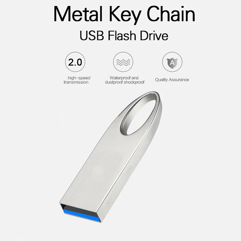 Metal USB Flash Drive Pendrive 16GB 32GB 64GB High Speed Memory Stick USB2.0 Disk 128GB waterproof Key Ring metal stick key