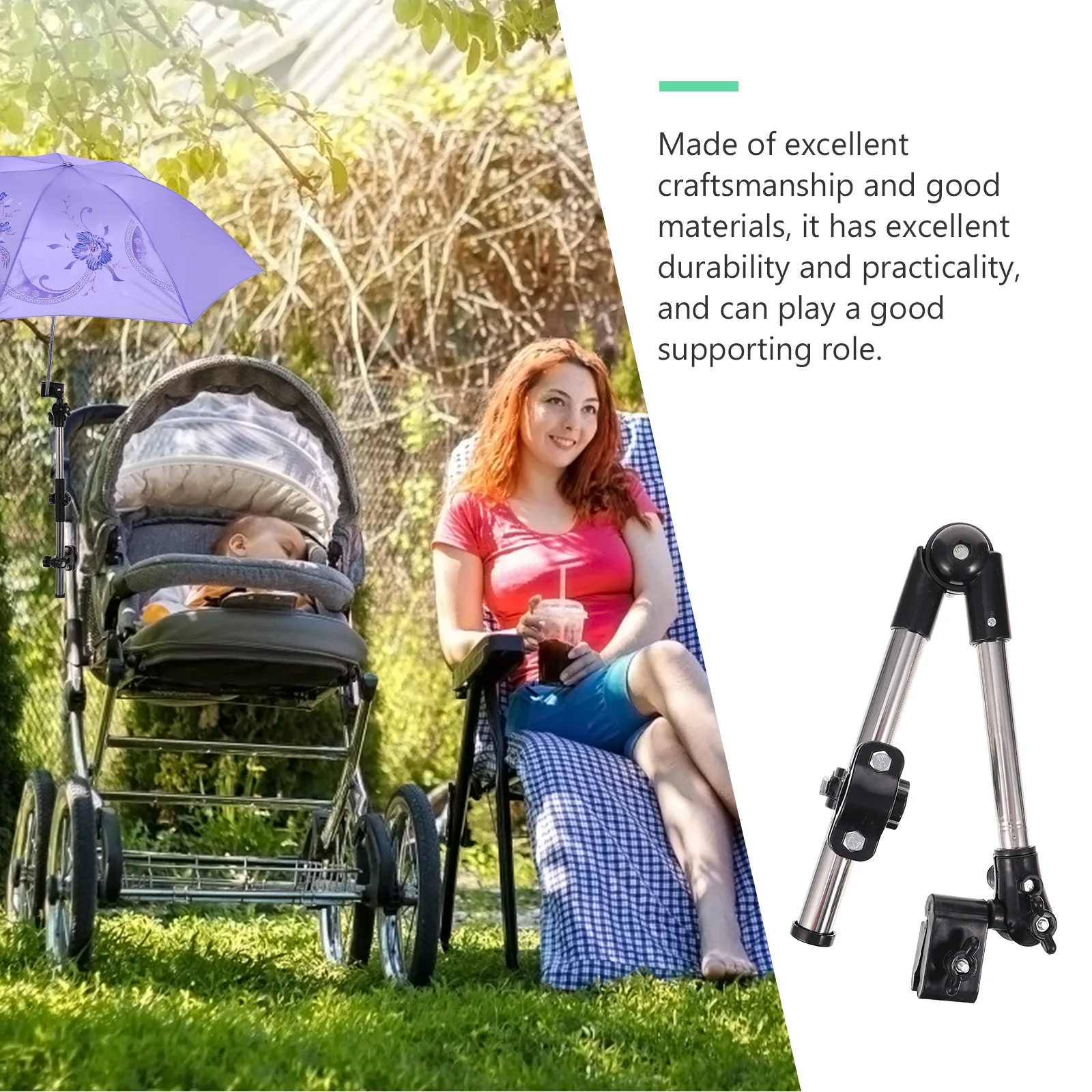 

1pc Adjustable Bike Umbrella Stand Stainless Steel Three-Section Sunshade Holder For Bicycle Carriage Rain Parasol Support