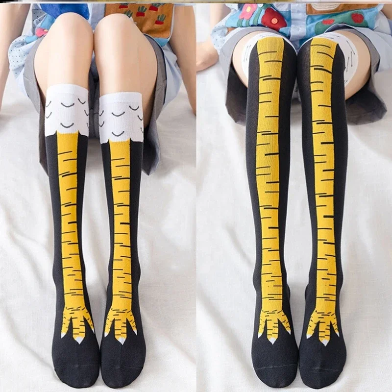 Funny Chicken Paw Stocking Over-knee Pressure Thin Leg Long Stockings Women Spring Autumn Winter Middle High School Girls Socks