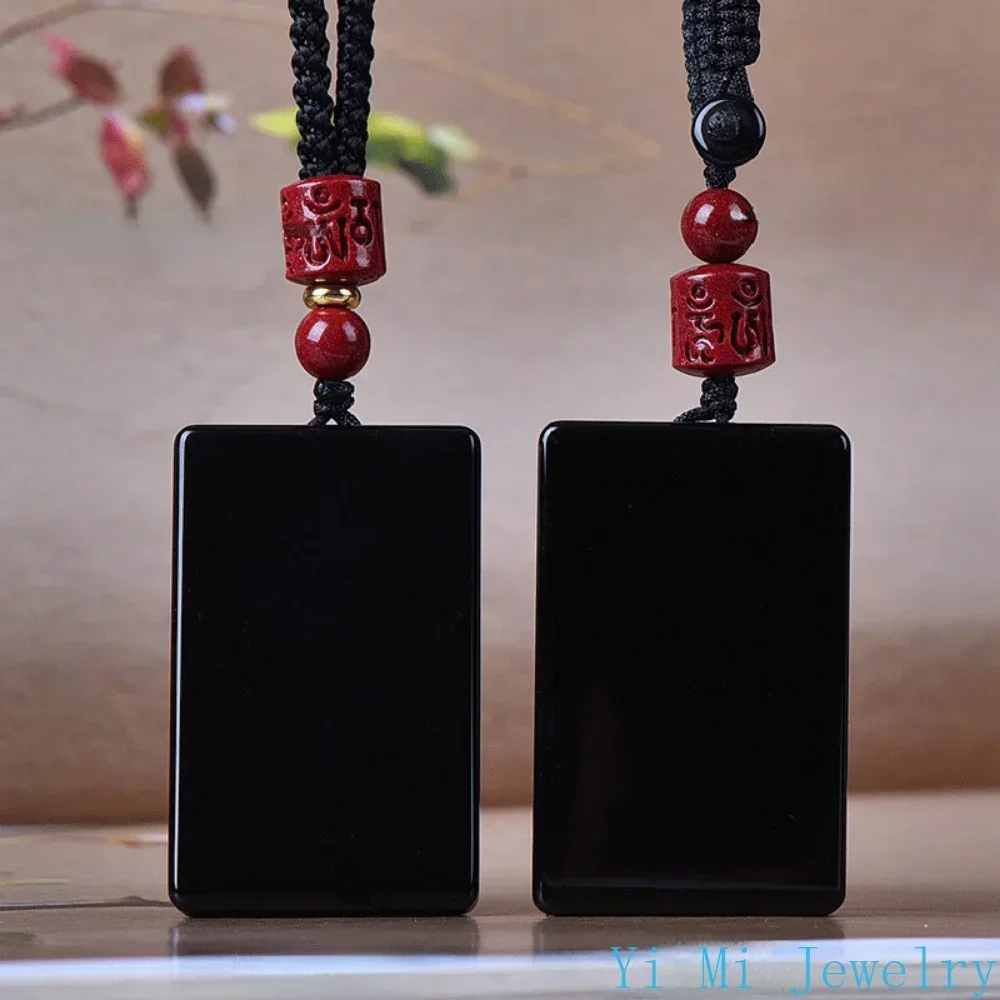 Unique Obsidian Jade Stone Pendant A Stylish Square Black Necklace & Car Key Chain Jewelry Gift Tudo Por 1 Real E Frete Gratis