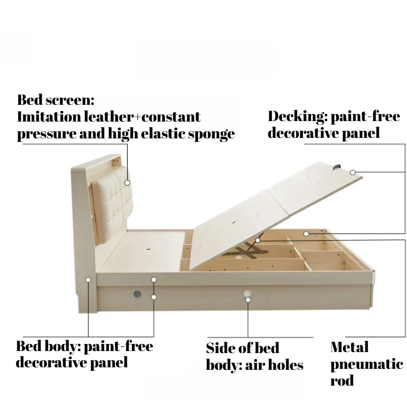 Modern Princess Bed Storage Cabinet Double Space Saving Bed Adults Simple Camas Matrimoniales Italian Furniture Luxury