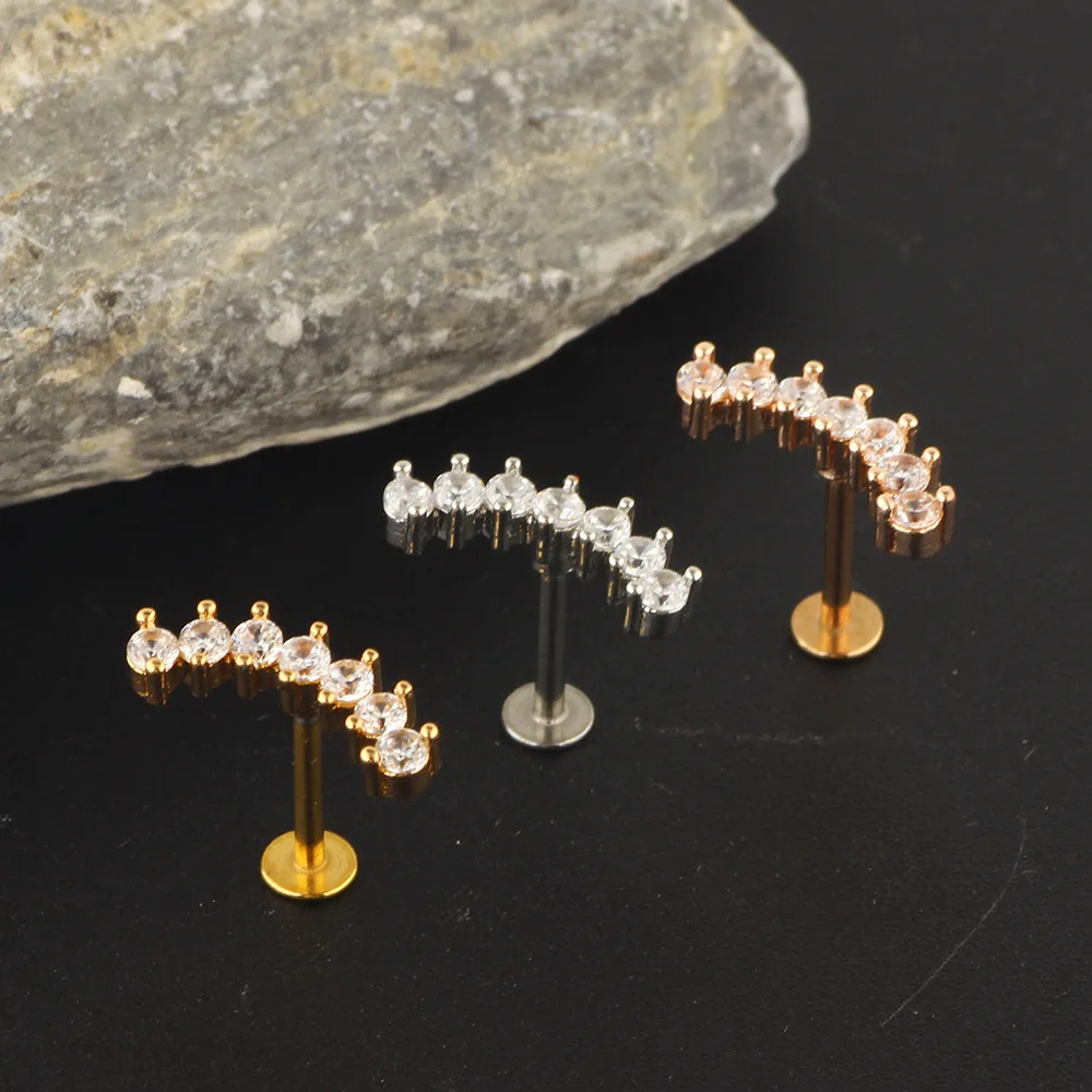 Butterfly Labret Piercing Lip Stud Cluster Crystal Earrings