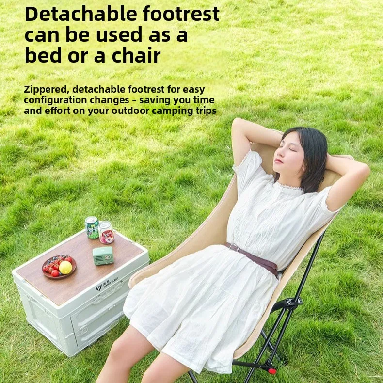 Moon Chair with Legs, Outdoor Folding Chair Folding Back Chaise Lounge Camping Portable Cloth Bag Chair