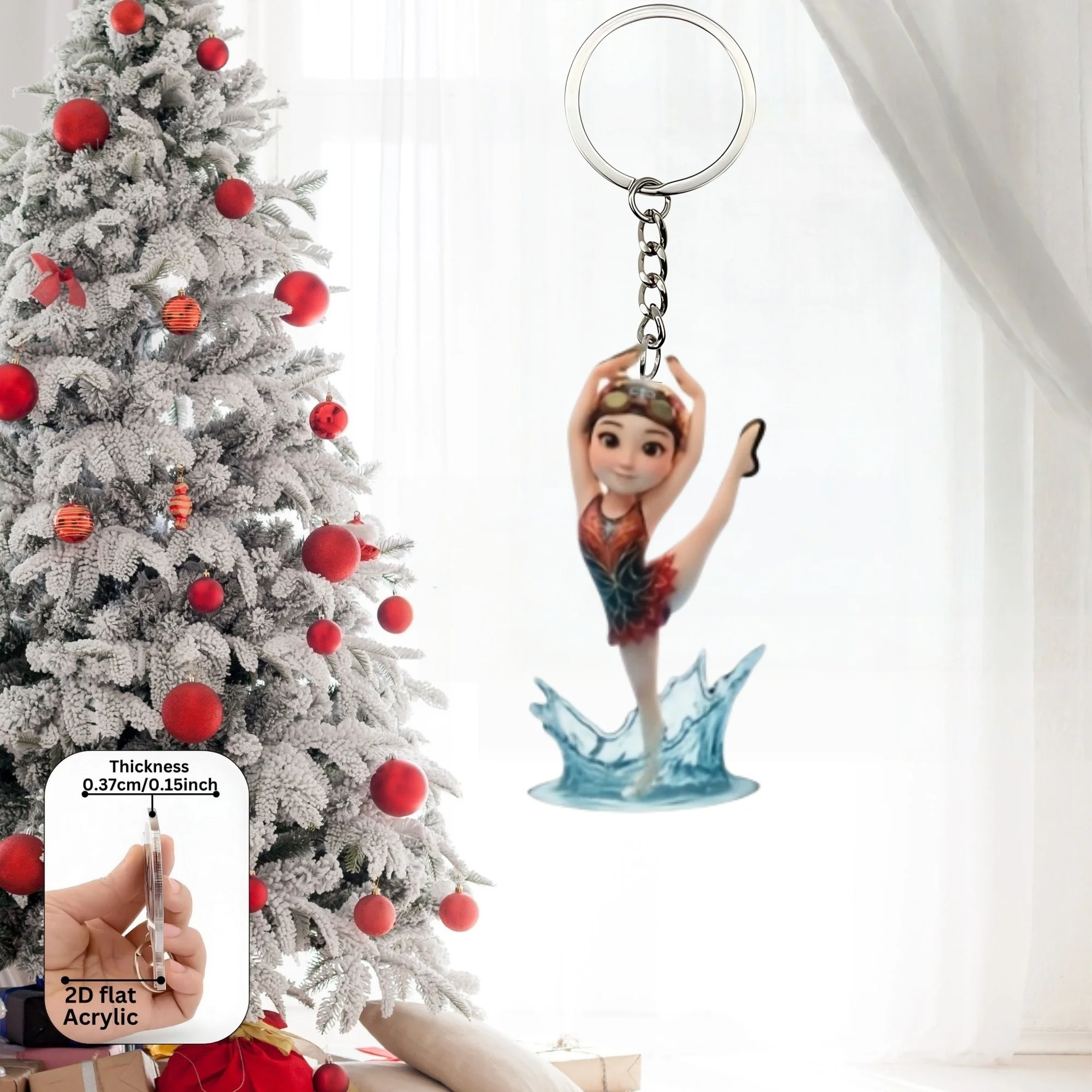 Elegant Diving & Swimming Keychain 2D Acrylic Ornament Gifts for Teammate & Friend Backpack Accessory Birthday Holiday Accessory