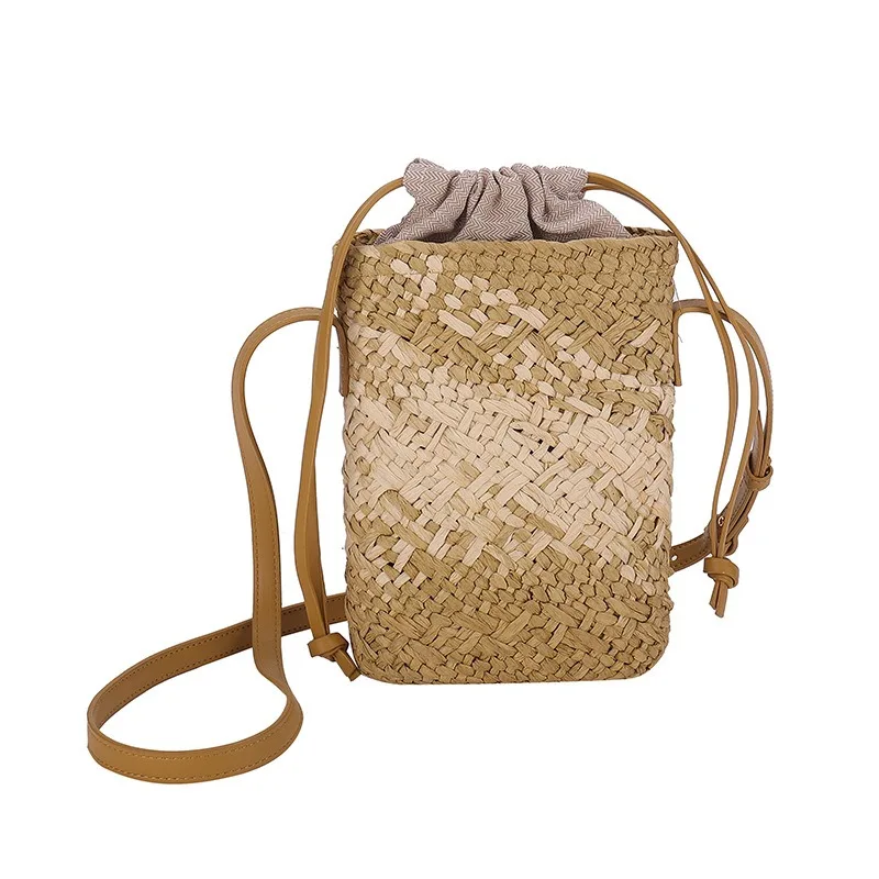 Straw Mobile Phone Bags for Women Luxury Designer Handwoven Crossbody Bags Fashionable Beach Vacation Straw Bags Shoulder Bags