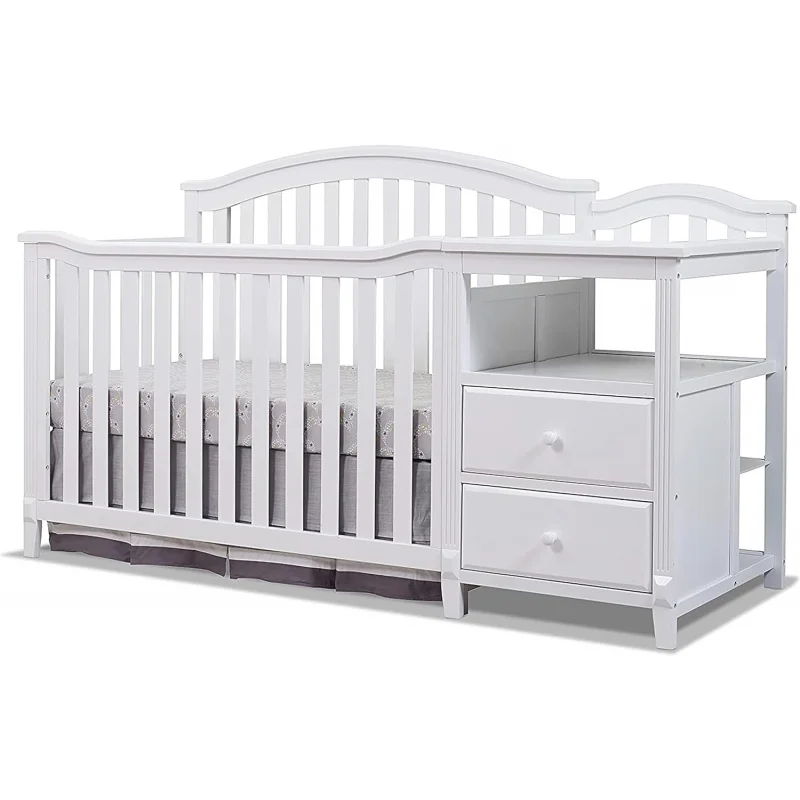 SORELLE FURNITURE Crib and Changer with Slat Panel Back Classic -in- Convertible Diaper Changing Table Non-Toxic Finish