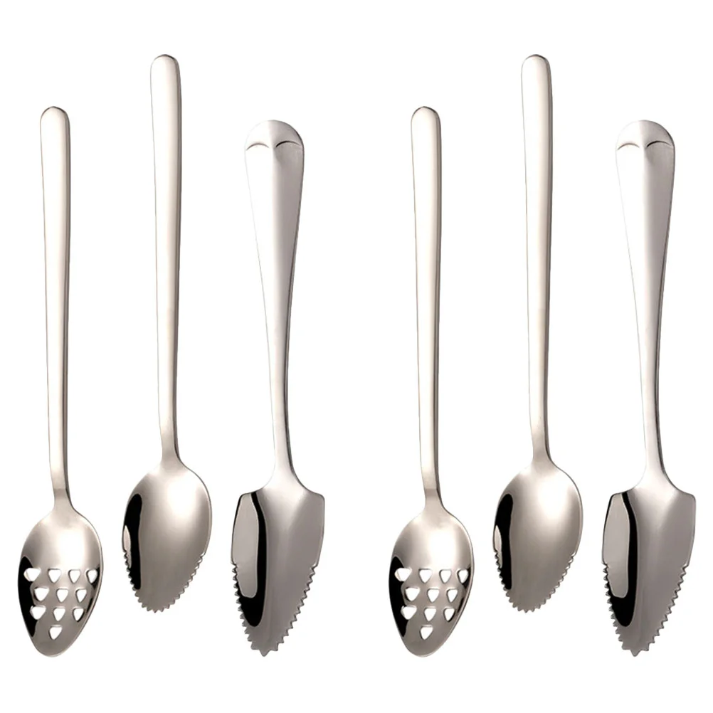 

6 Pcs Fruit Dredging Spoon Lemon Squeezer Dessert Coffee Spoons Scraping Puree Scoops