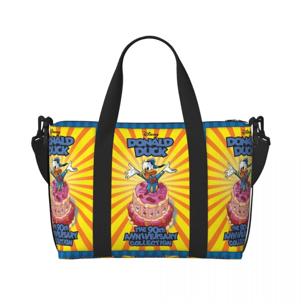 

Custom Donald Duck Adorable Beach Tote Bag for Women Extra Large Gym Carry On Anime Cartoon Travel Shopping Bags