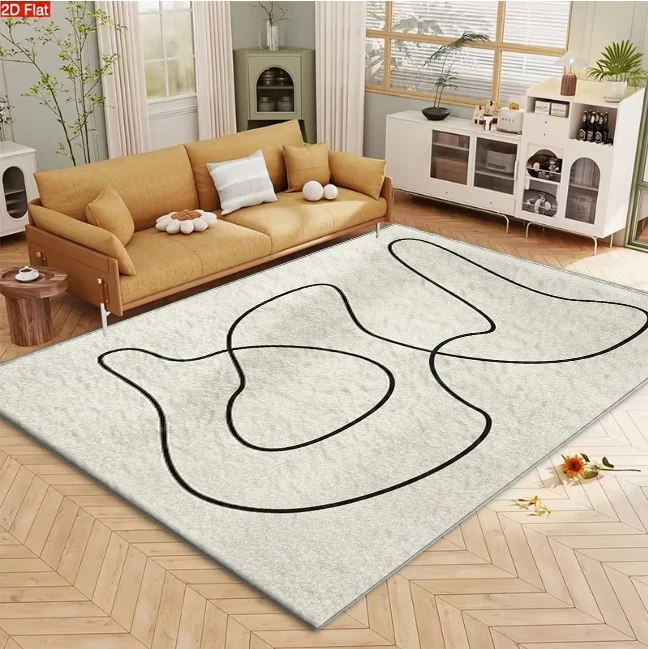 Abstract Line Art Shape Carpet Flooring Contemporary Artistic Home Living Room Rug