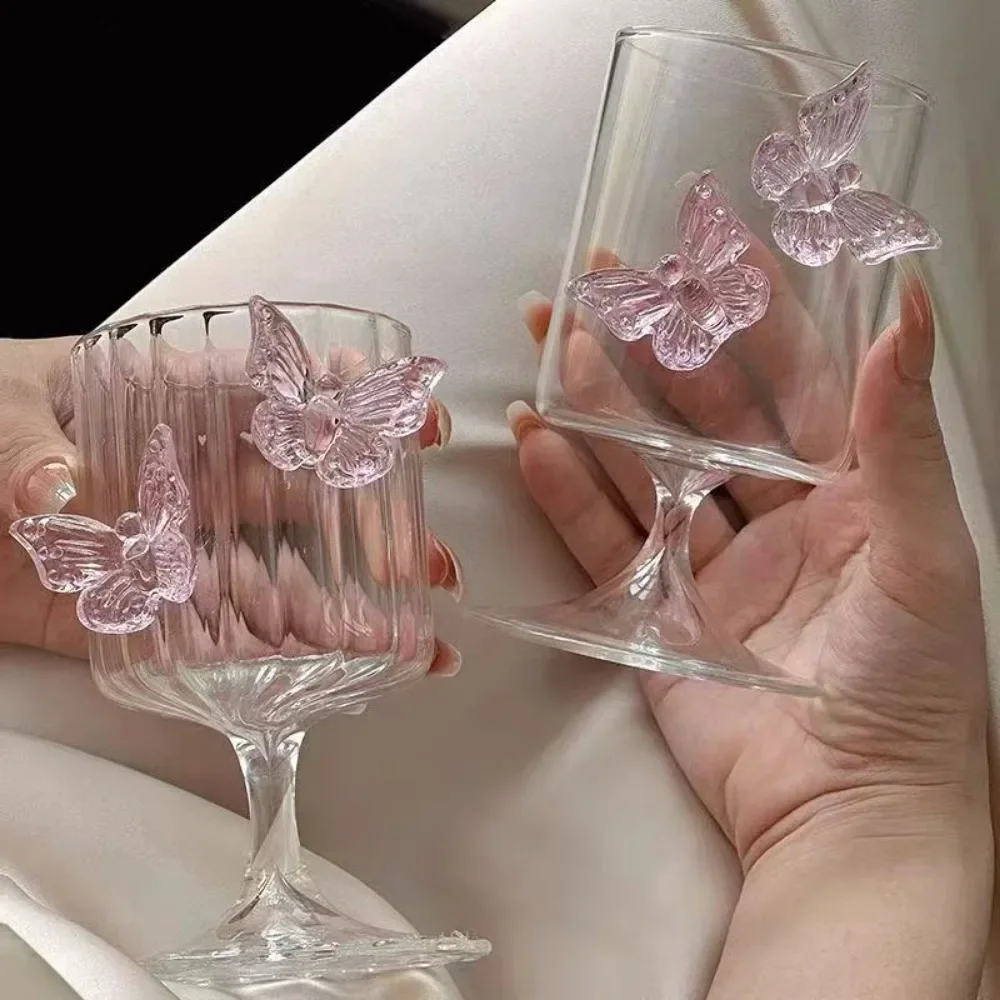 Original High Legged Glass Cup Instagram Butterfly Wine Glassware Champagne Glasses Cocktail Aesthetic Cups Christmas Gifts