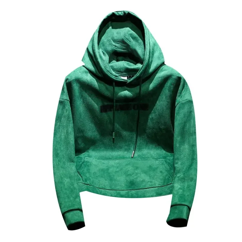 Sweatshirts for Men Autumn Green Man Hoodies Solid Winter Emo Streetwear Designer Korean Style Harajuku Fashion Funny New In S