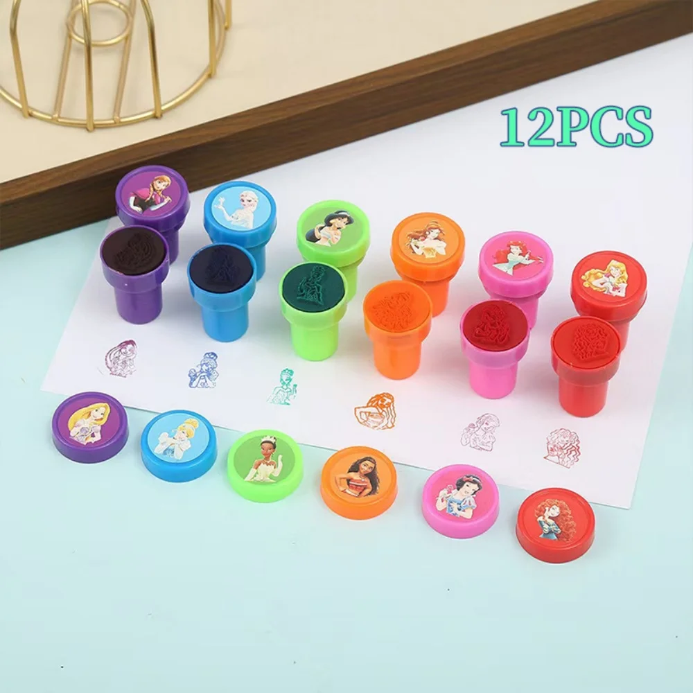

12pcs Princess Stitch Cartoon Stamps, Children's Birthday Party Gifts, Cartoon Pattern Stamps, Boys and Girls Christmas Gifts