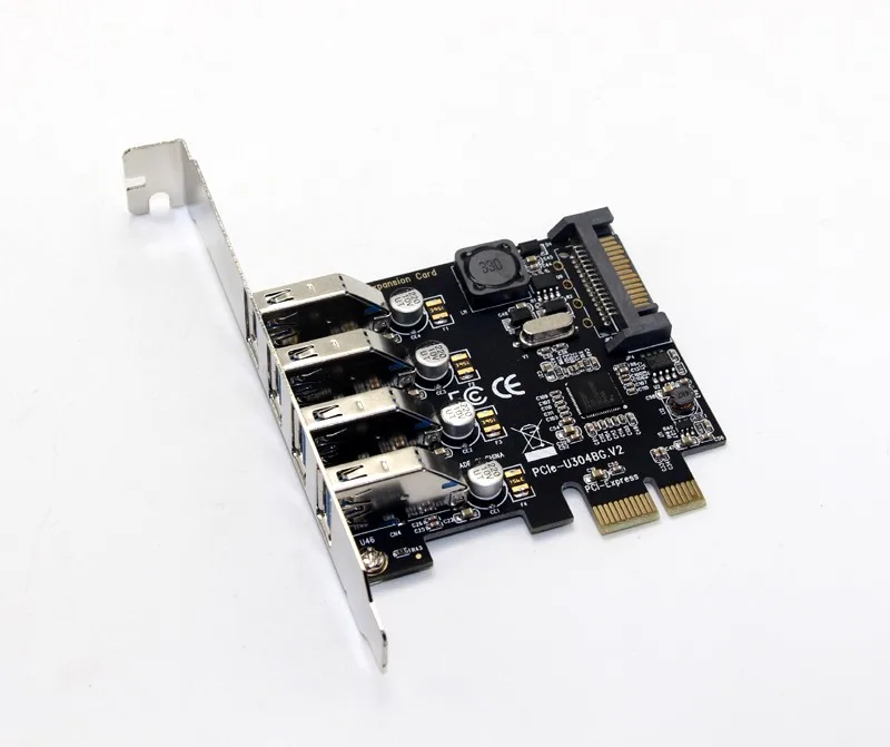 4 Port USB 3.0 5 Gbps PCI-Express X1 Card Adapter HUB Ondersteuning Low Profile Bracket