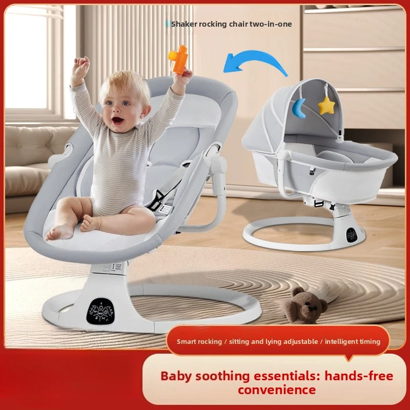 

Multifunctional Electric Baby Cradle Soothing Rocker with Flat Sleep Basket Newborn Sleeping Aid Comfortable Lying Position