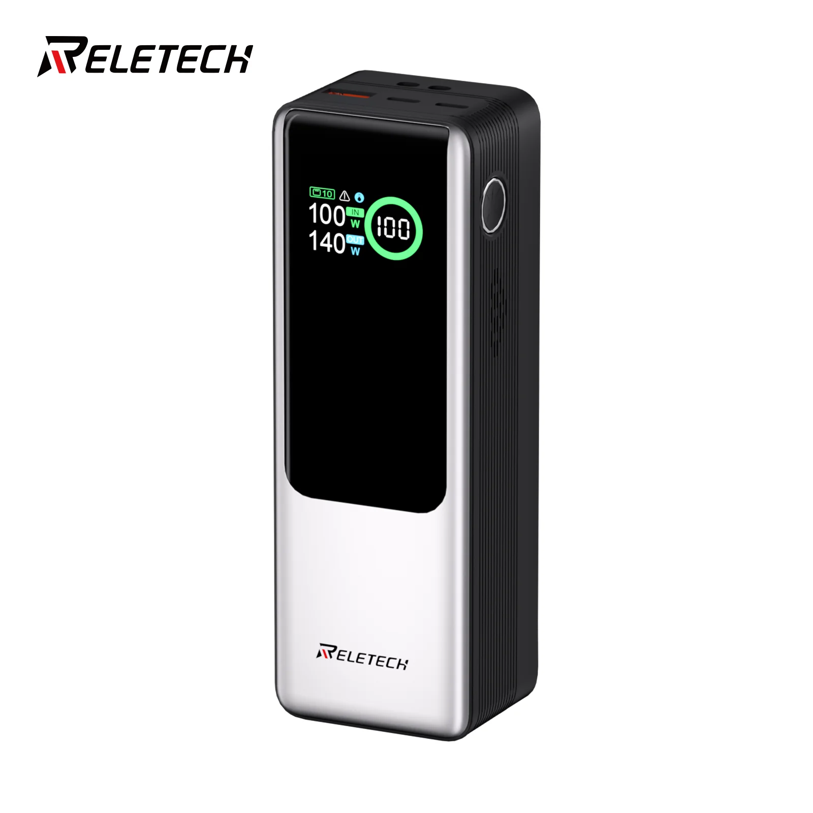 

Reletech 140W Portable Fast Power Bank 25000mAh with LG 21700 Battery 3-Port Laptop Power Bank Smart Display for Travel