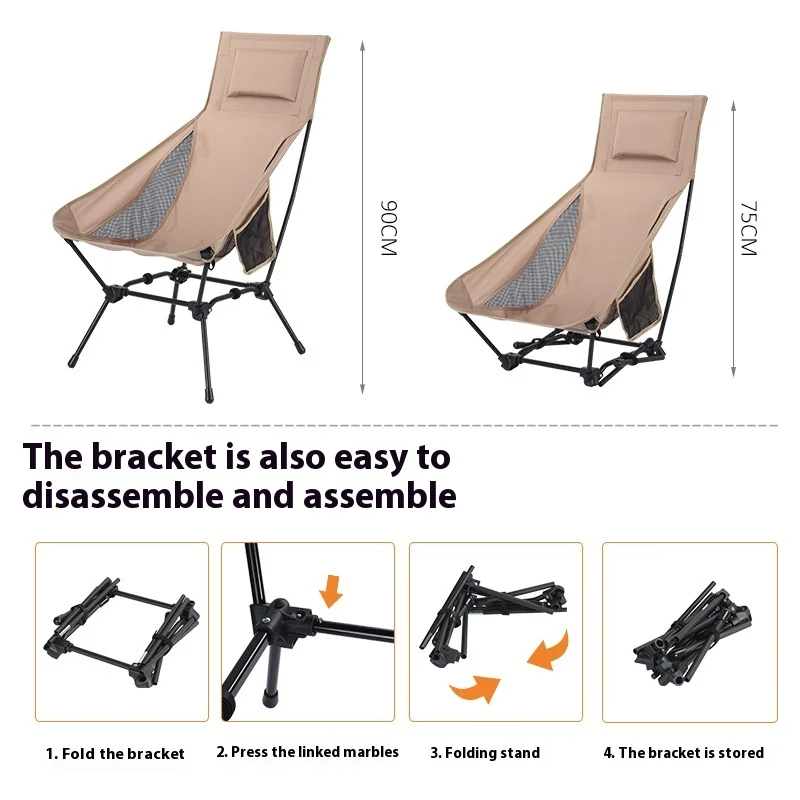 خفيفة للغاية عالية الظهر كرسي قابل للطي التخييم كرسي الشاطئ كرسي تخييم مسند الظهر كرسي بظهر للاستلقاء كرسي الصيد القمر #6