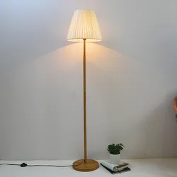 Nordic LED Standing Floor Lamp Simple Modern Pleated Fabric Living Room Decoration Study Bedroom Bedside Reading Night Light