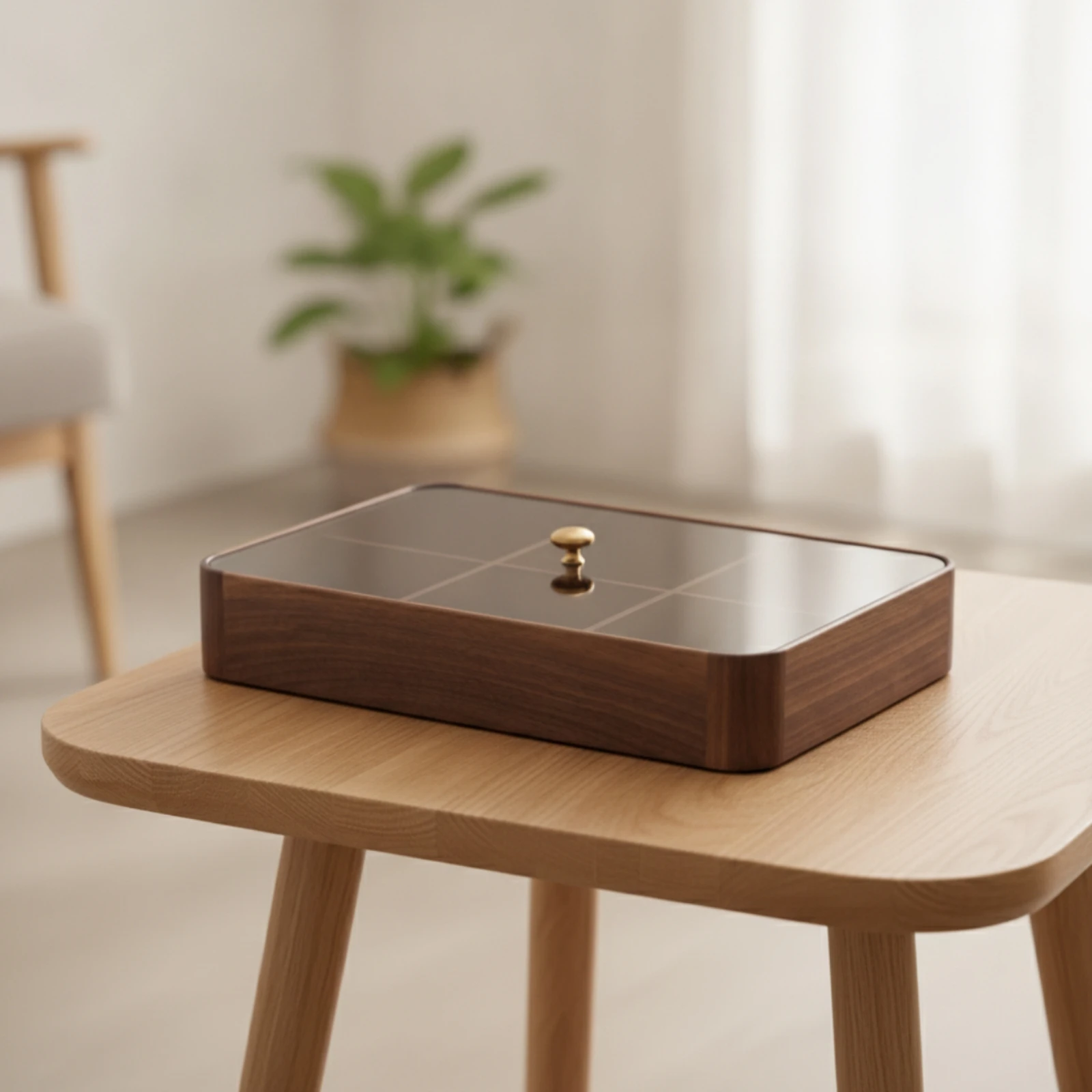 Compartmentalized Nut Tray with Clear Cover Covered Wooden Snack Storage Tray Walnut Wood Dried Fruit Organizer Elegant