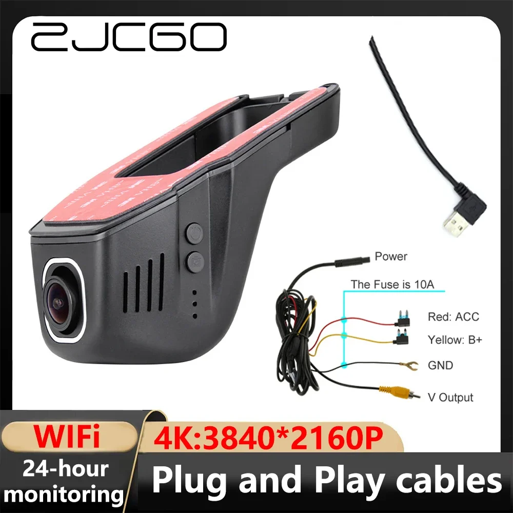 

ZJCGO 4K 2160P Dash Cam Camera 2 Lens Recorder Wifi Night Vision Loop Record APP 24h Parking Monitor Video