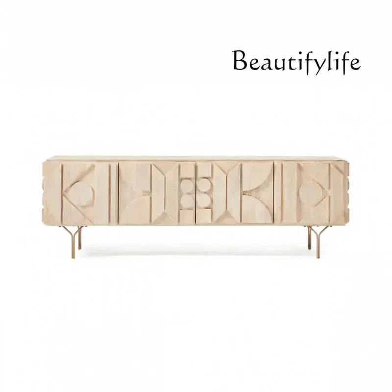 

LX49Medieval Nordic solid wood TV cabinet Modern simple living room locker Vintage log cabinetSSS