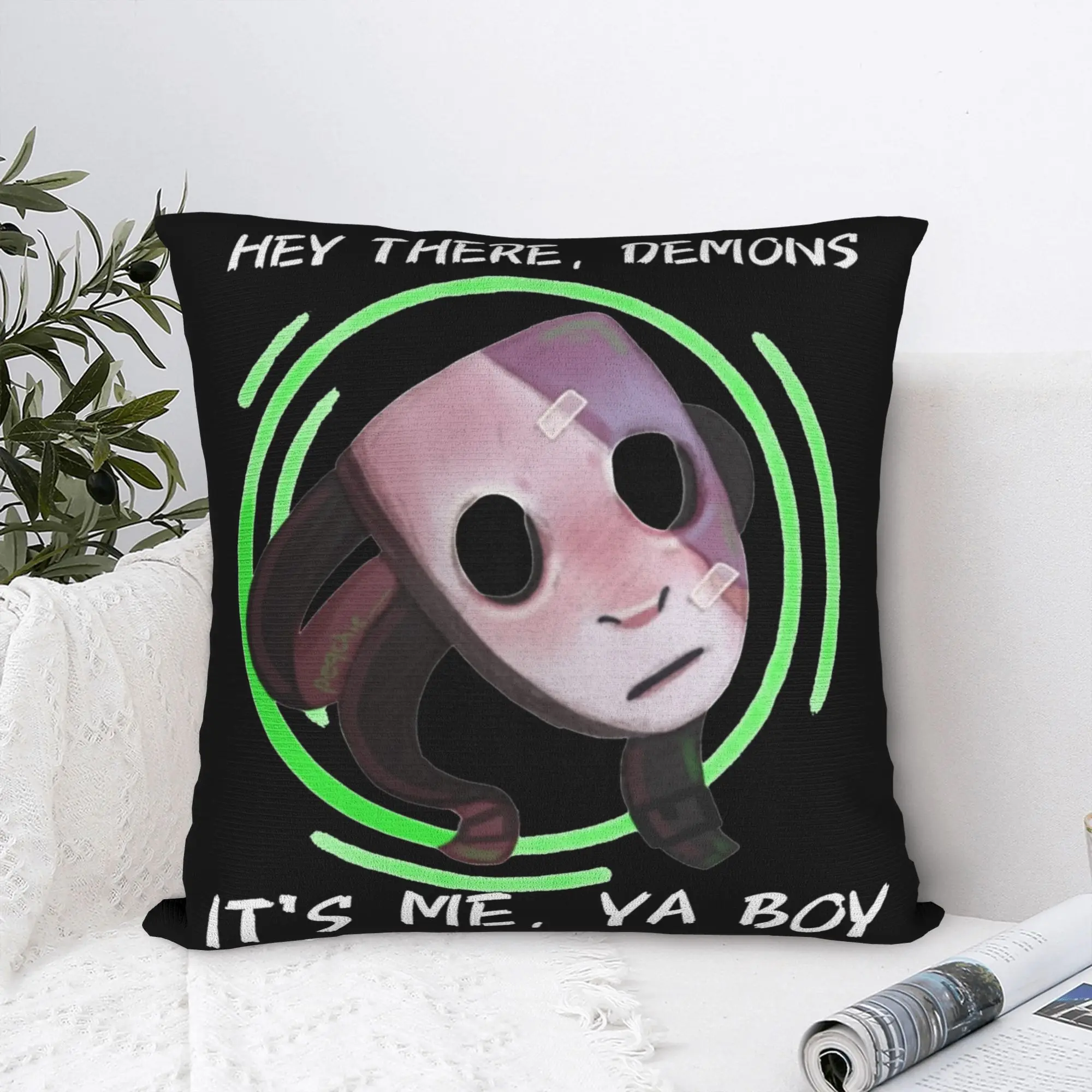 Funda de almohada Sally Face Game, funda de cojín de tela estampada, decoraciones, funda de almohada con máscara de demonio, funda de asiento cuadrada de 40x40cm
