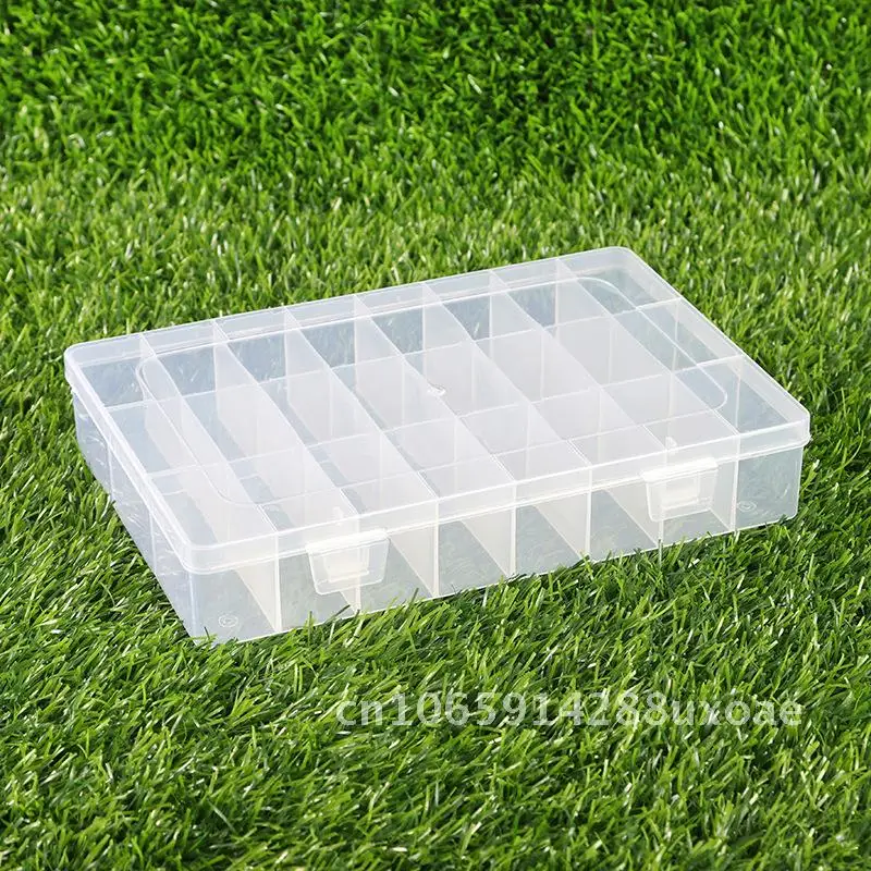 

24-Grid Fixed Jewelry Storage Box Transparent PP Plastic Dustproof Flip Top Organizer for General Merchandise