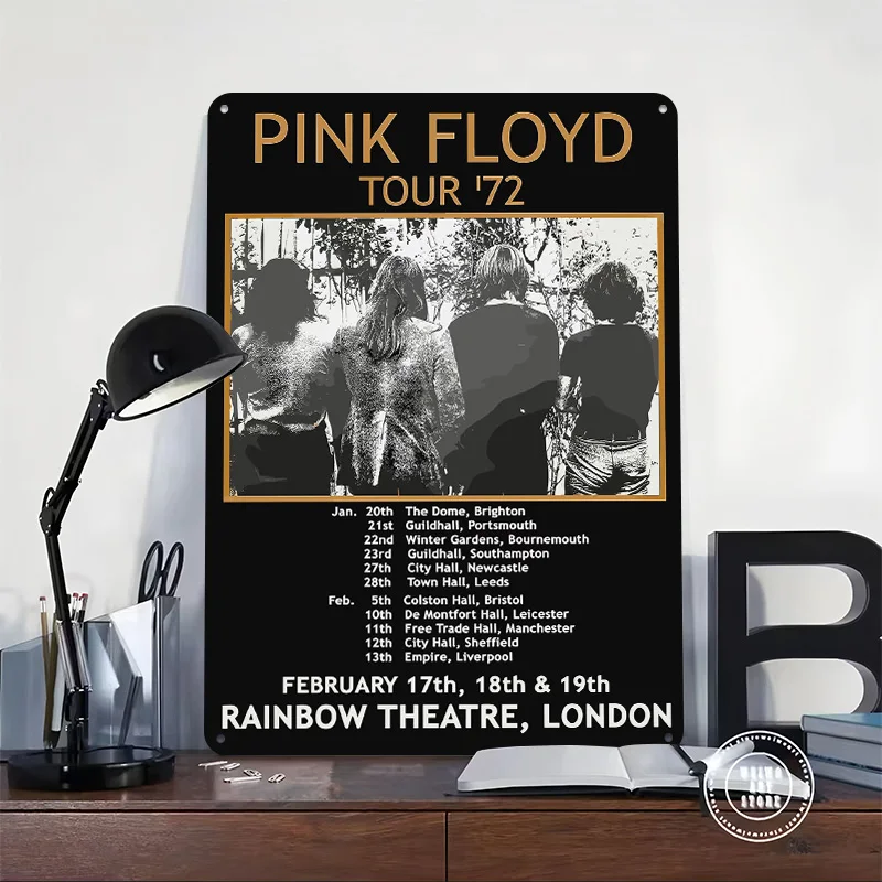 Pink Floyd Tour '72 Personalized 3D Textured Metal Poster Wall Art Vintage Tin Signs for Gaming Room Decoration Man Wand Deko