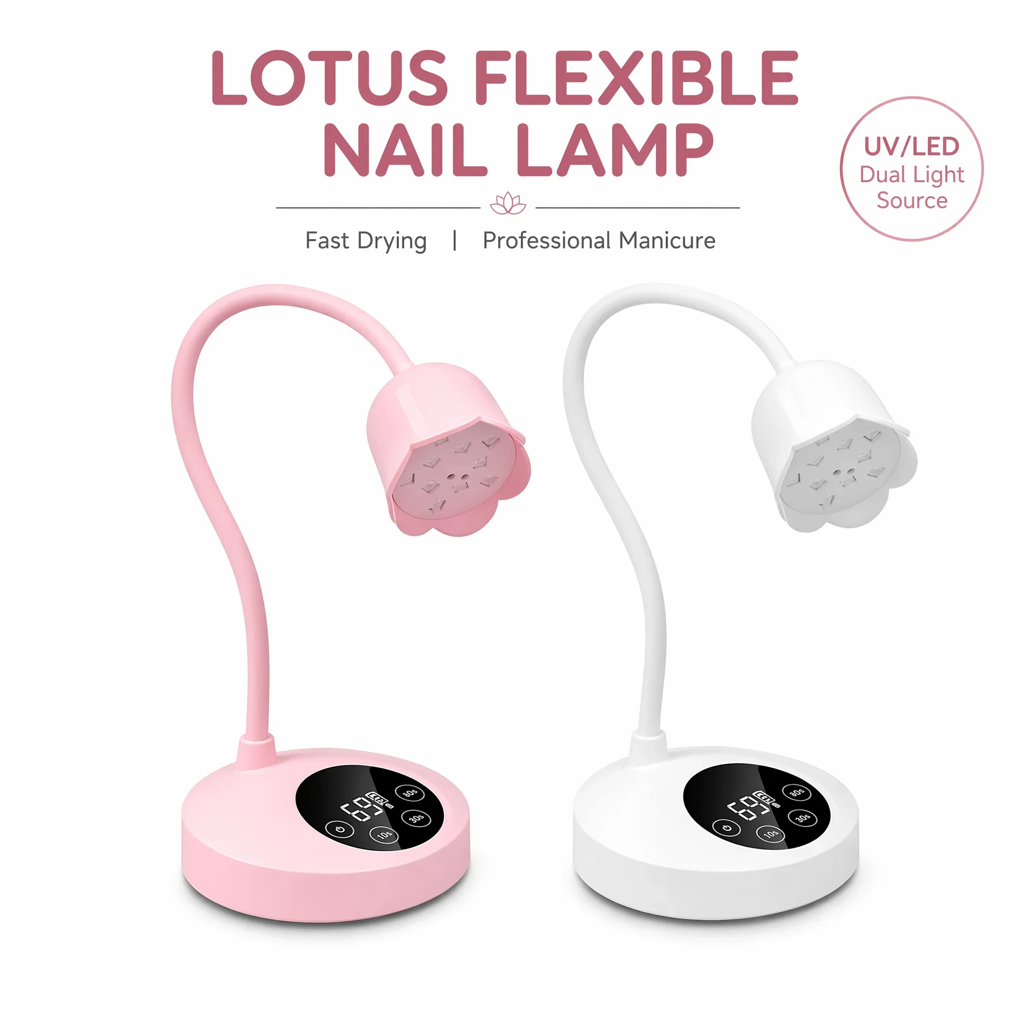 UV LED Nail Lamp Rechargeable UV Light for Gel Nails Cordless Portable Nail Dryer 360°Rotatable Polish Drying Lamp With Battery