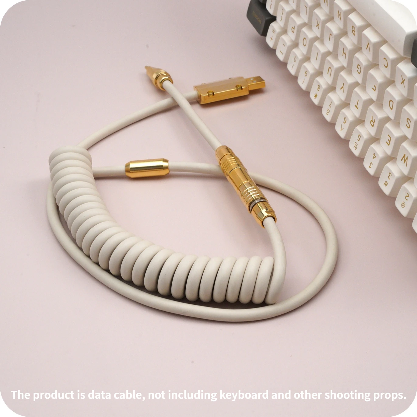 parte superior personalizada do fio de dados do teclado mecanico do computador geekcable com ferragem de ouro super borracha elastica retro branco 01