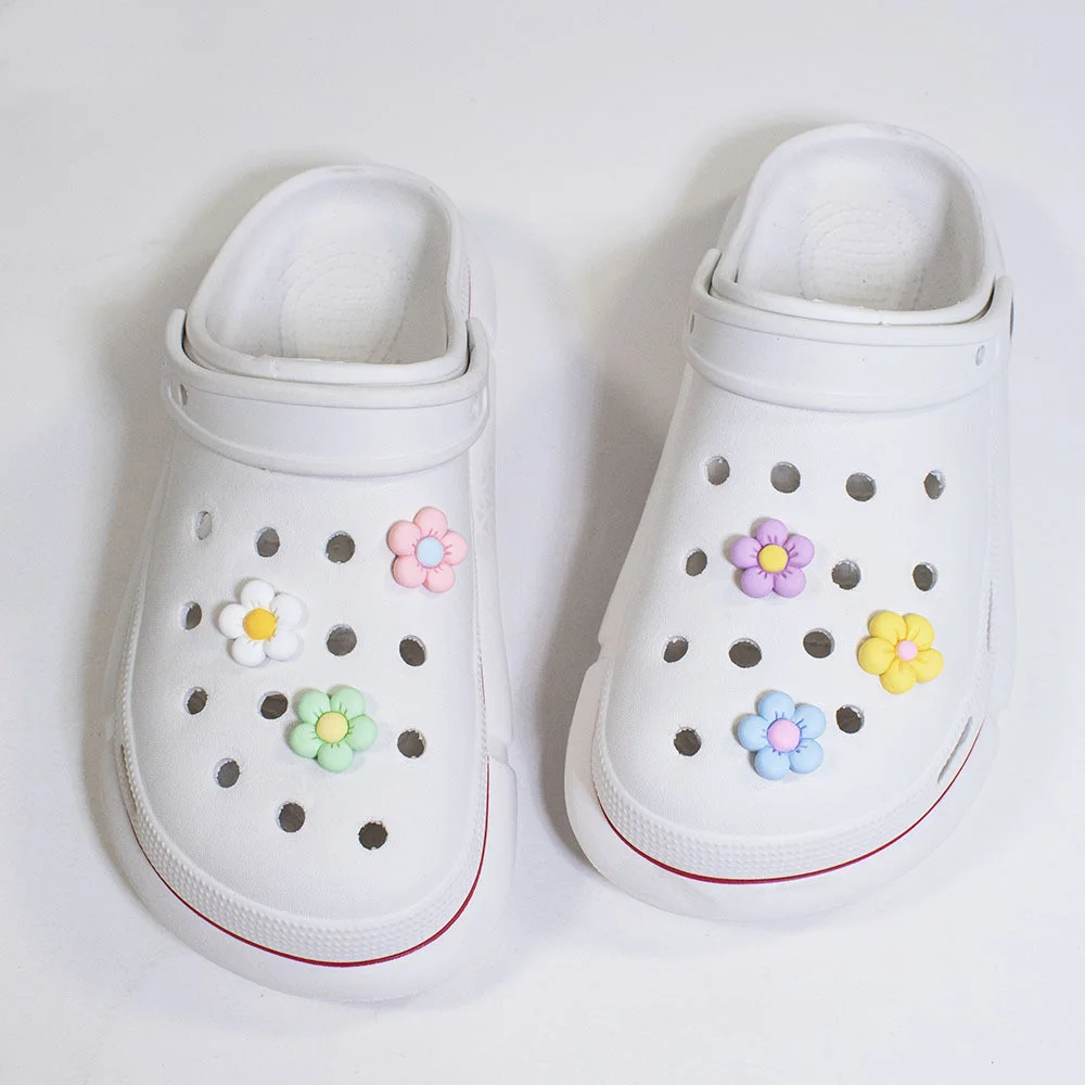 Colorful Daisies Flower Hole Shoe Charms Accessories Shoe Buckle Cute 5-Petal Flower Shoe Flower DIY Shoes Decorations