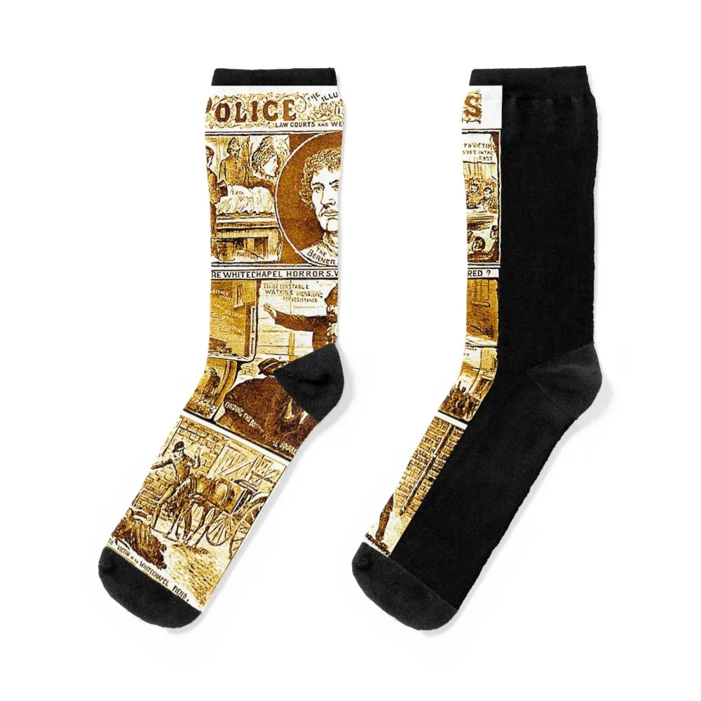 Funny Men Jack The Ripper Police News Sepia Circa Awesome For Music Fan Socks hiphop Heating sock Socks Male Women's