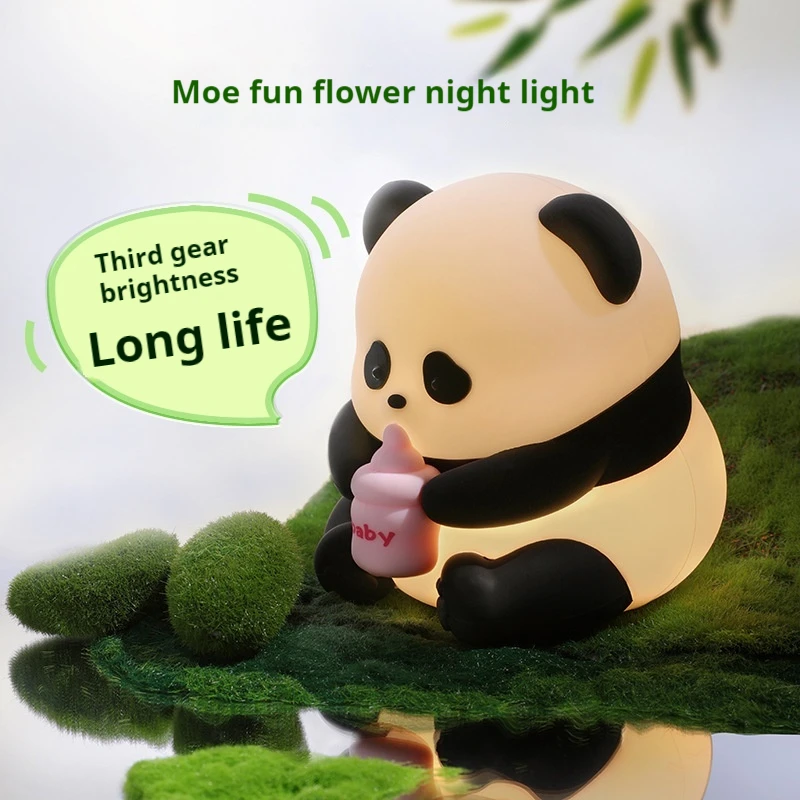 2024 Huahua Panda Night Lamp Cartoon Bedroom Atmosphere Lights Children's Gifts Clap Lights With Sleeping Night Lights Regularly