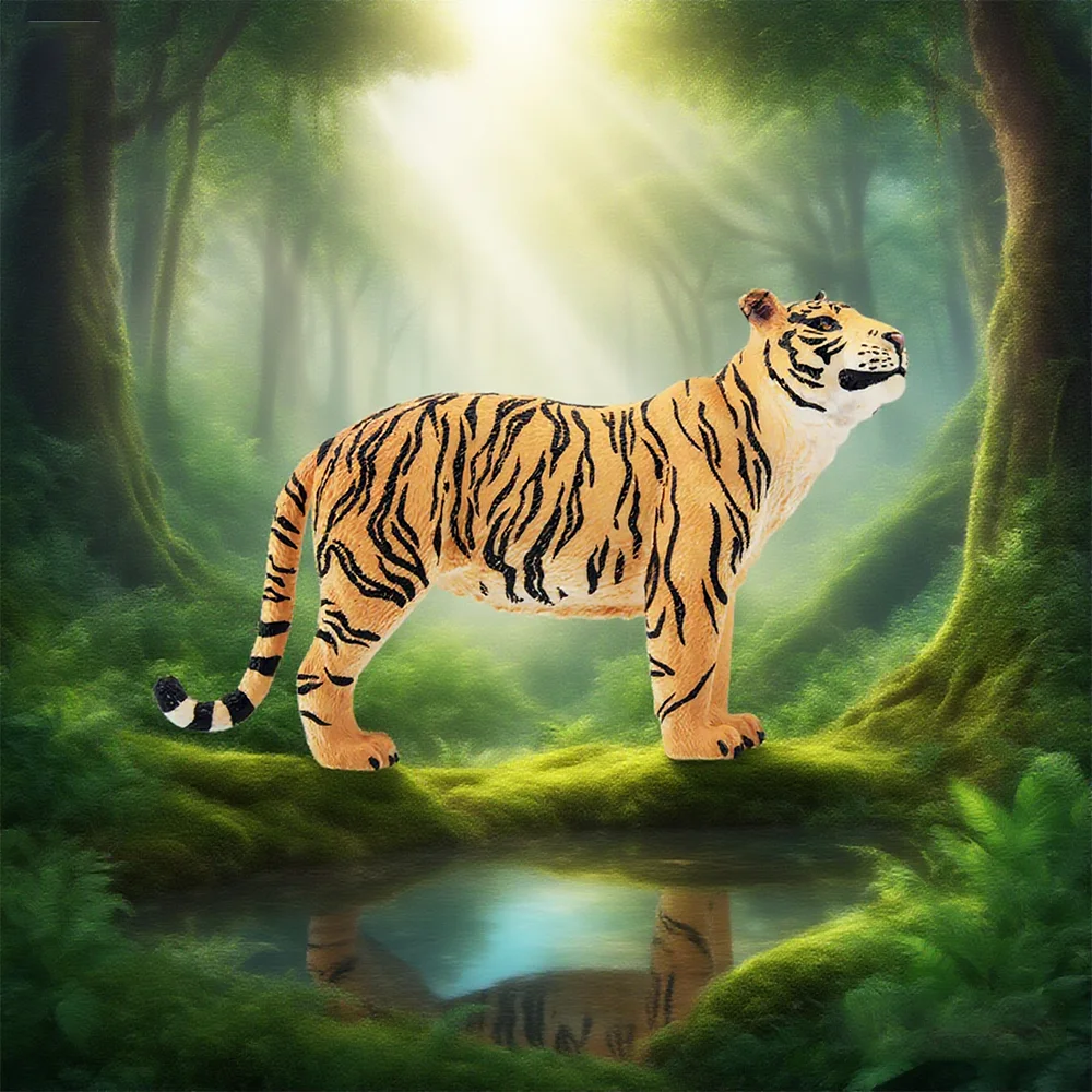 โมเดลสัตว์ป่า แมวเสือตัวเมียยืน ของเล่นจำลอง ของสะสม ชุดของขวัญสำหรับเด็ก