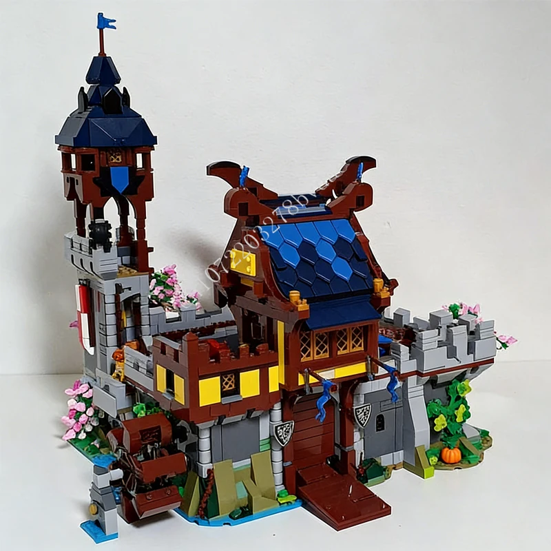 3876 ELEMENTÓW MOC Średniowieczny Zamek Model Budowlany Średniowieczna Forta Falconera Klocki Techniczne Zestaw DIY Zabawka Prezent Świąteczny Dla Dziecka