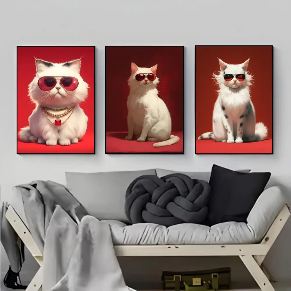 Cool And Domineering Cat Abstract Art Poster Poster HD  Waterproof Wall Sticker Bar Living Room Decor Gift