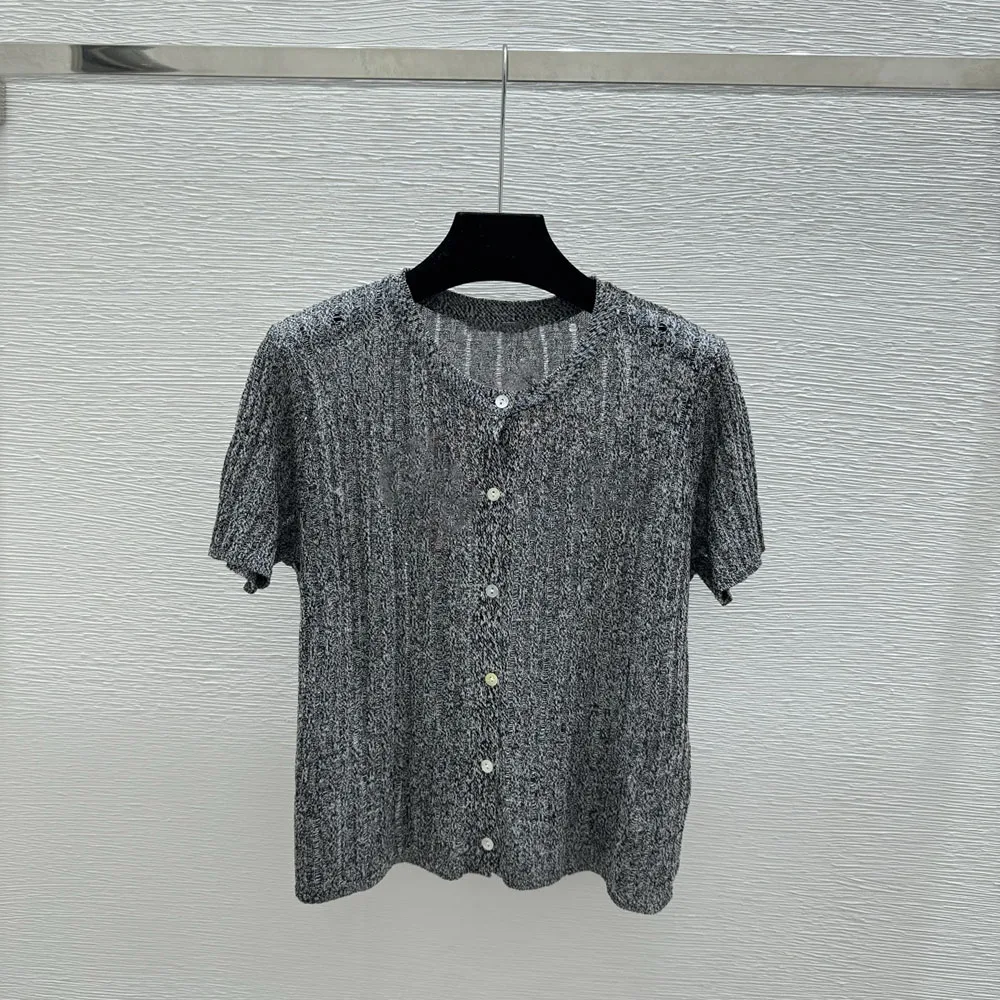 

High-quality 2026 new round-neck short-sleeved buttoned women's shirt, summer fashionable lightweight top xy26512261