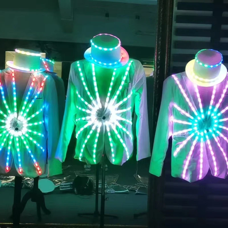 NEW LED Luminous coat Dance Show Nightclub Clothes  Costumes Christmas Halloween Party  Suit