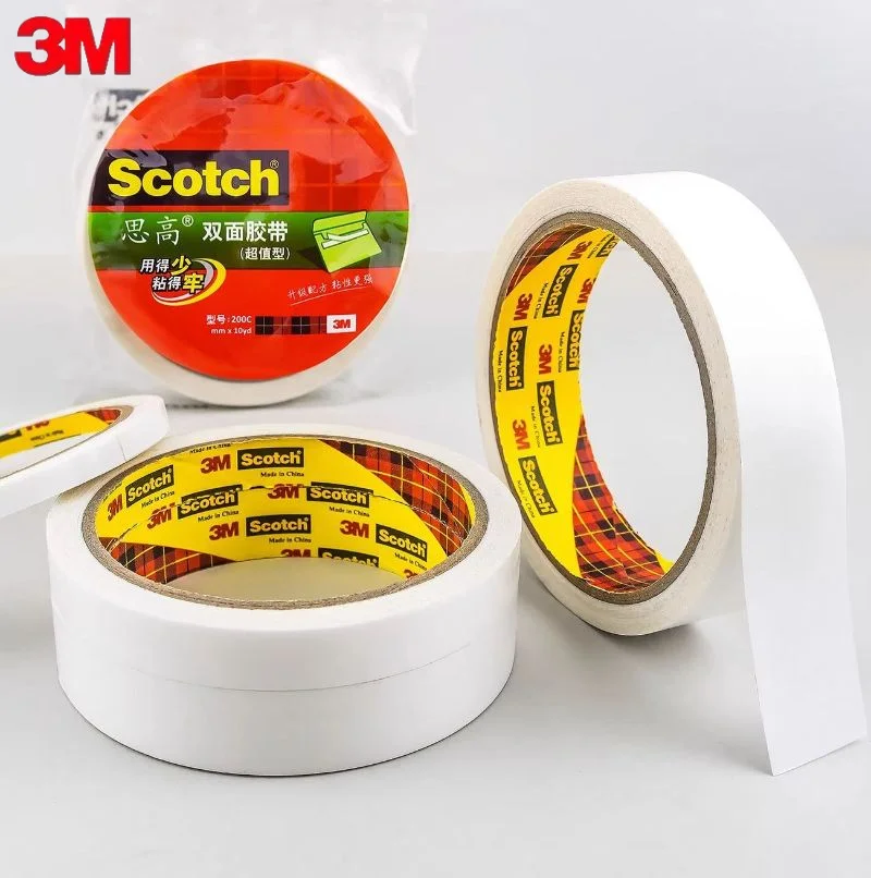 3M Scotch Double Sided Adhesive Tape 200C High Viscosity Stationery Adhesive Tape Strong Traceless Office Tape 6/12/18/24mm
