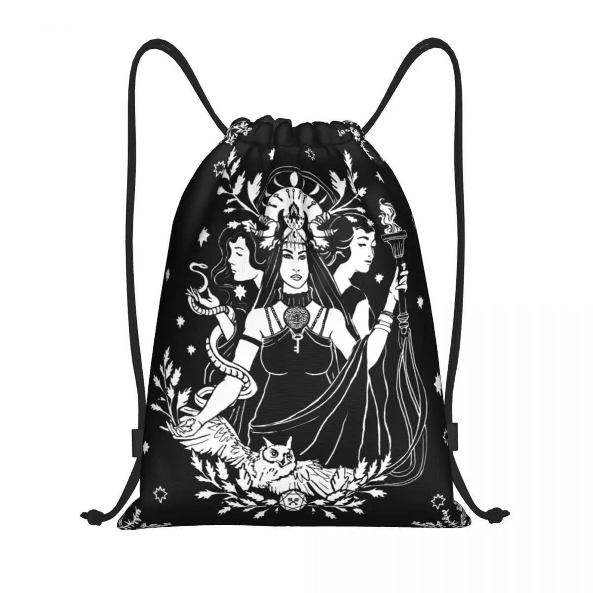 

Custom Hekate Triple Goddess Drawstring Bags Women Men Lightweight Goth Occult Halloween Witch Sports Gym Storage Backpack