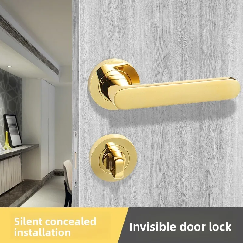 

Invisible Door Lock, Zinc Alloy Single-sided Lock, Hidden Indoor Bedroom Dark Single Tongue Mechanical Lock Mechanical