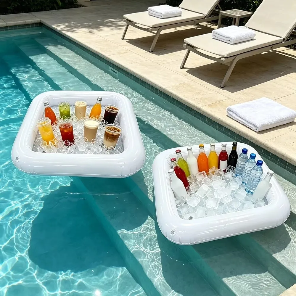 PVC Inflatable Serving Bar Multi-functional Lightweight Pool Float Tray Portable Drink Tray Inflatable Floating Tray Pool Party