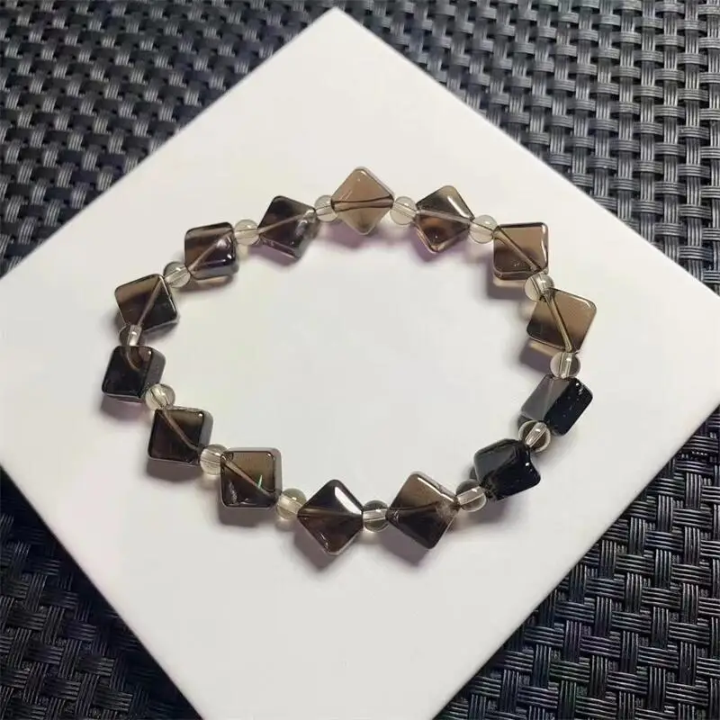 8MM Natural Smoky Quartz Bracelet Men Women Tea Brown Rock Crystal Healing Energy Bangles Yoga Meditation Jewelry Gifts 1PCS