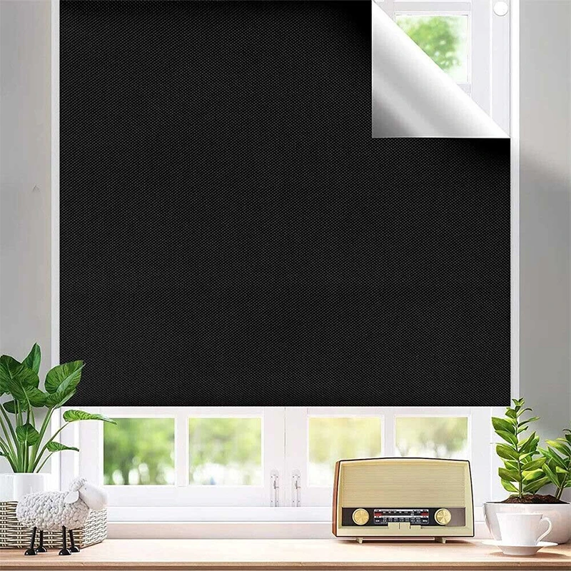 

150x300cm 100% Blackout Blind Curtain Light Blocking Thermal Insulated Window Film Travel Privacy Self Adhesive Window Sticker