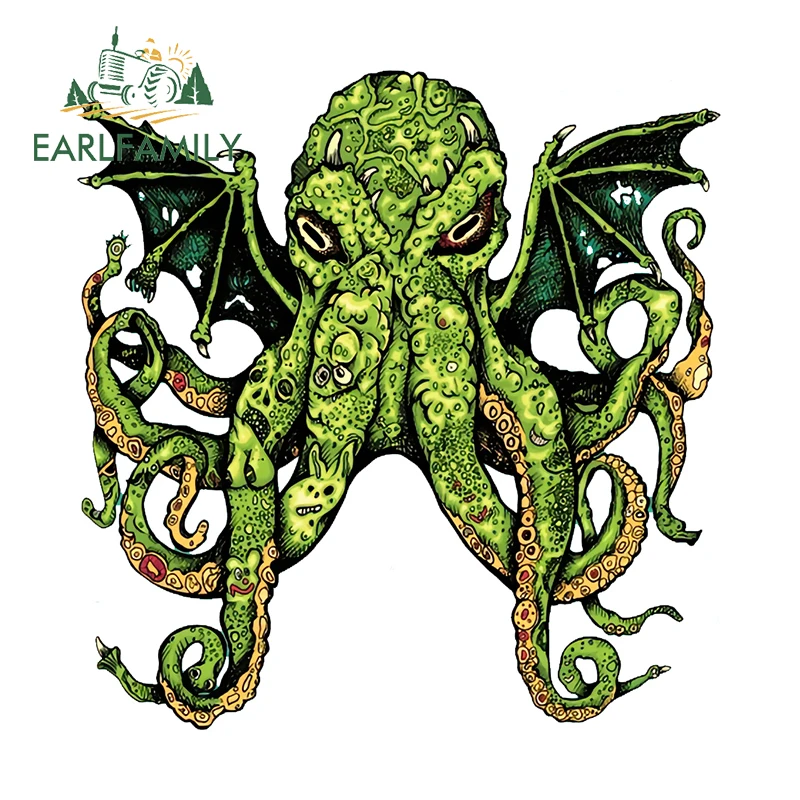 EARLFAMILY 13cm x 12.7cm for Amusing Devil Cthulhu Car Sticker Personality Creative Campervan Decal Racing Drifting Decoration