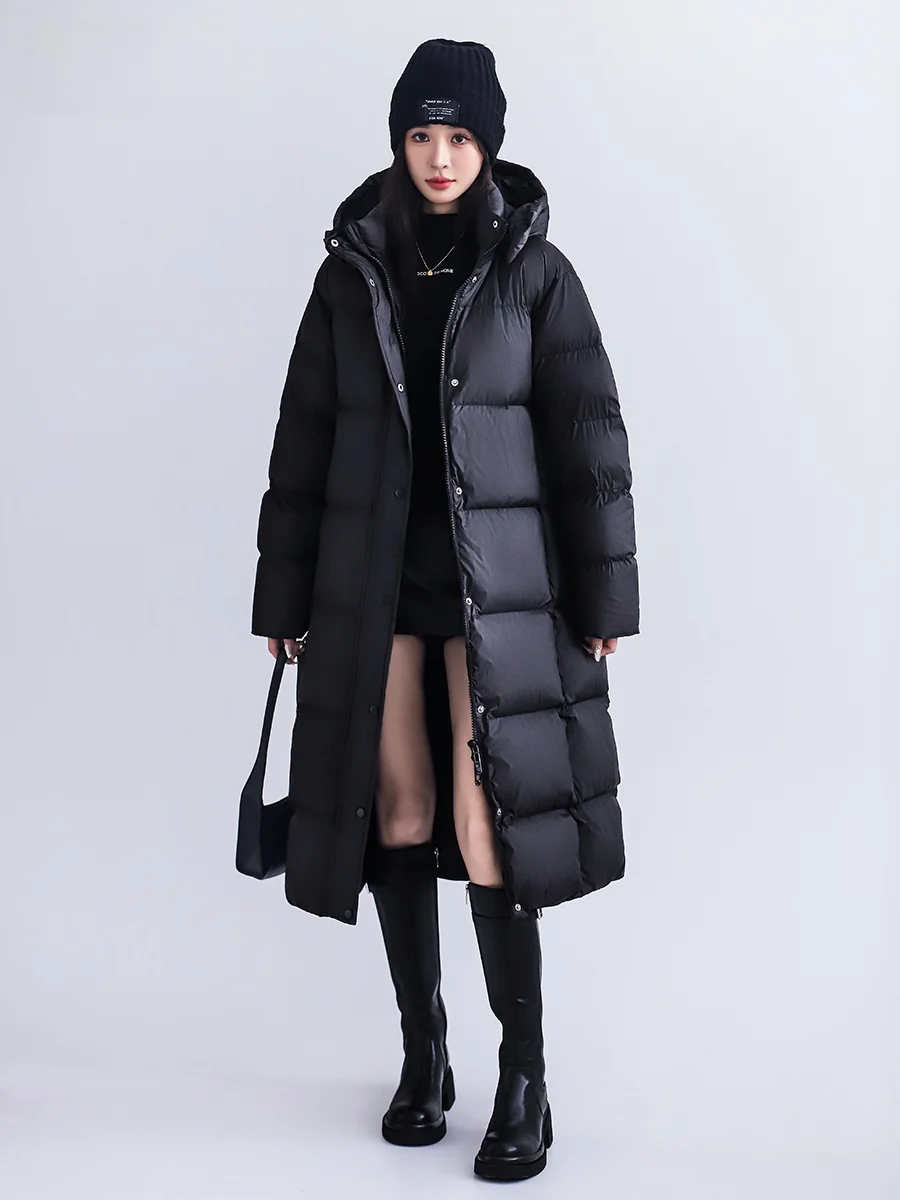 

Long Ultra-Thick Duck down Jacket Women's STN 2026 New Knee-Length Winter Warm Loose Fit Outerwear 90% White Duck Feather