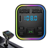 Car MP3 Receiver Colored Lights Wireless 5.0 FM Transmitter Dual USB Charger Hands-free Calling Type-C PD 20W And QC 3.0 MP3