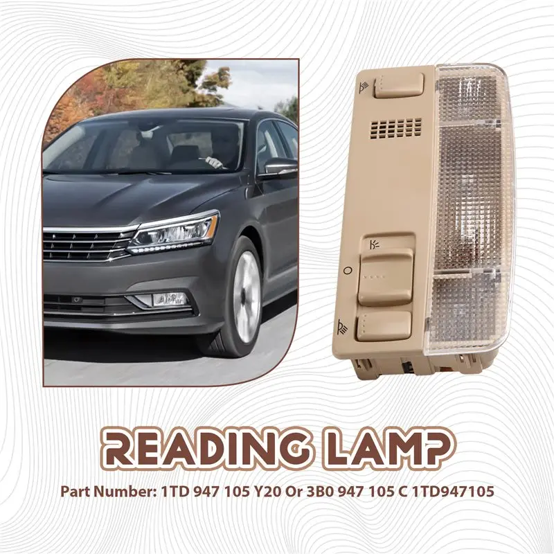 Rear Roof Dome Reading Lamp For Passat B5 MK4 Jetta Bora Polo Caddy Touran Car Interior Light 1TD947105-A28K