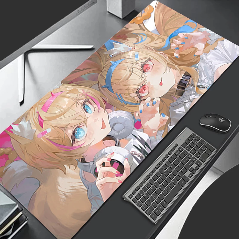 

Mousepad Pattern Desk Mat Mouse Pad Computer Gaming Keyboard Pad Rubber Mat Hololive Mococo Fuwawa Abyssgard Non Slip Mouse Mat