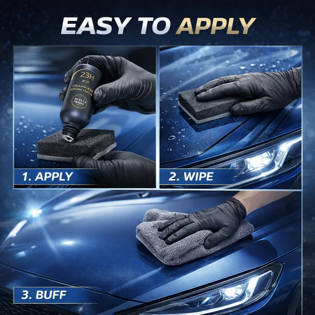 23H Graphene Ceramic Coating Kit (70ml) – Premium Graphene-Infused Paint Protection, Ultra Gloss & 23H Hardness